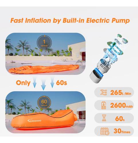 Cs1 Sofá Inflable Automático Con Bomba Integrada Marrón Mmg