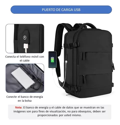 Mochila Viaje Cabina Avión Impermeable Viral Zapatos USB Rosada Genérico