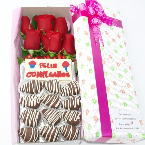 Arreglos Florales Caja Rosas+tarjeta+ Fresa Choc +dom Gratis