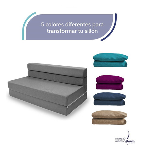 Funda Extra Sofá Cama Queen Size Cozy Plegable - Memory Foam Color Gris