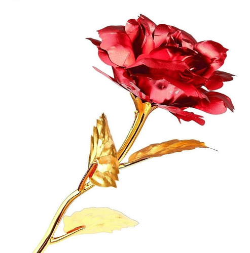 Rosa Artificial Golden Rose 24k De 25.5cm, Rojo