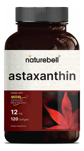 Astaxantina 12mg (120 Cápsulas Blandas) Naturebell Hecho Usa Sabor Sin Sabor