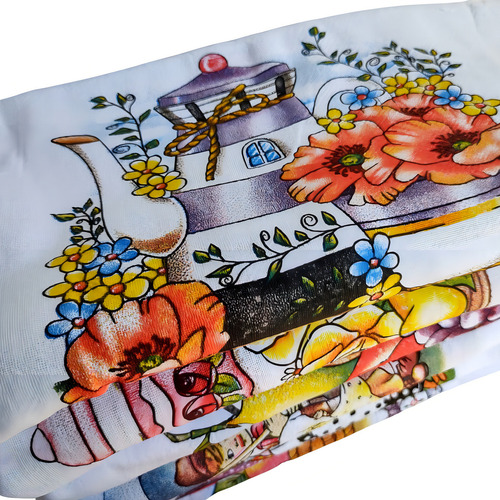 Pano De Prato Copa Estampado Panos De Cozinha 50 Unidades Cor Branco