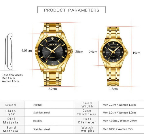 Relojes De Pareja Chenxi Business Diamond De 2 Piezas Color Del Fondo Blanco