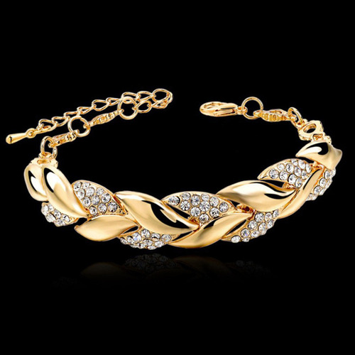 Yc Pulsera Fashion En Forma De Hoja De Oro Con Colgante
