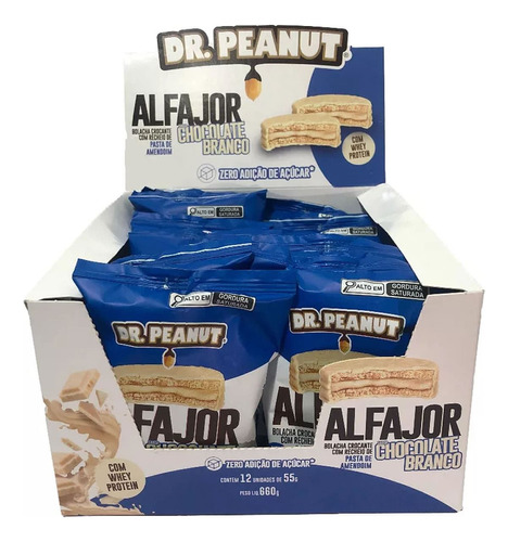 Bolacha Alfajor Com Pasta De Amendoim Dr Peanut Sabores Sabor Chocolate branco