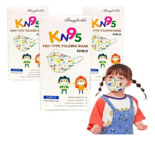 Kn95 Fish Shape Kids (20uni) Certificadas, Originales