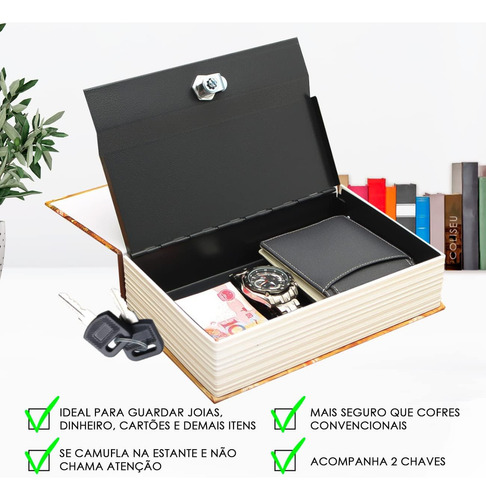 Cofre Livro 24x15 Cm Em Formato De Dicionario Discreto Cofre Preto