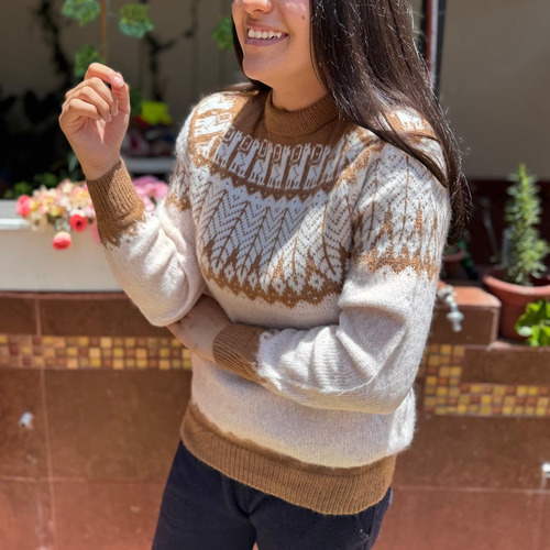 Sueter Pulover De Lana De Alpaca Clásico Hojitas