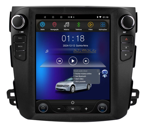 Multimidia Tesla Mitsubishi Outlander Android 14 Carplay Voz