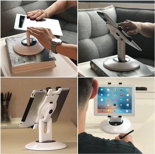 Suporte Tablet Escritorio Mostrador Mesada Rota 360° Blanco Blanco