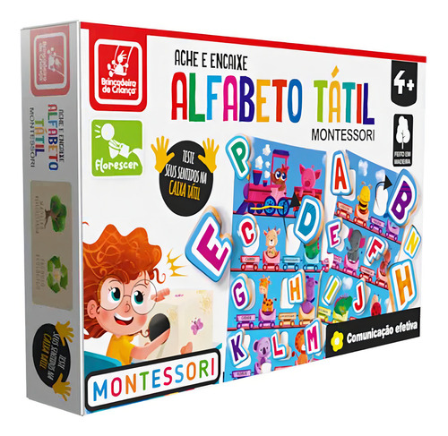 Jogo Ache E Encaixe - Alfabeto Tátil - Madeira