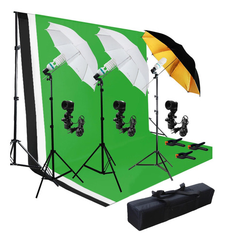 Kit De Iluminacion Video Studio Fotografía Fondo Sombril