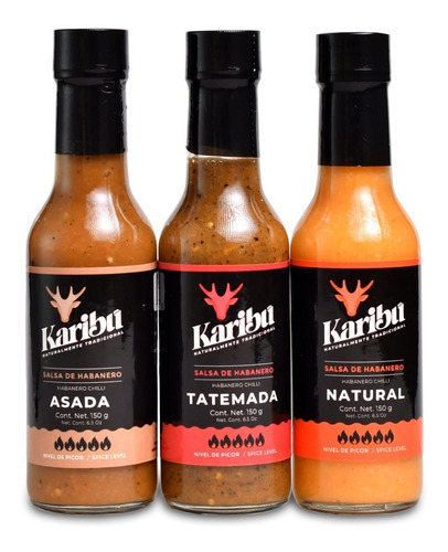 Salsa De Chile Habanero Tatemada Karibu Pack 6 Pzas