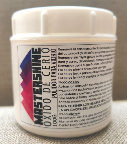 Imagen 3 de 4 de Óxido Cerio Pulidor Vidrios Parabrisas Opticas Mamparas 100g