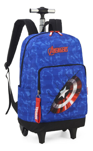 Mochila Escolar Rodas Costas Marvel Capitão América Az