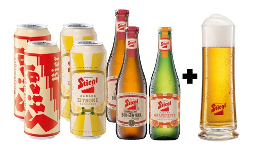 7 Pack De Cervezas Austriacas Stiegl + Vaso