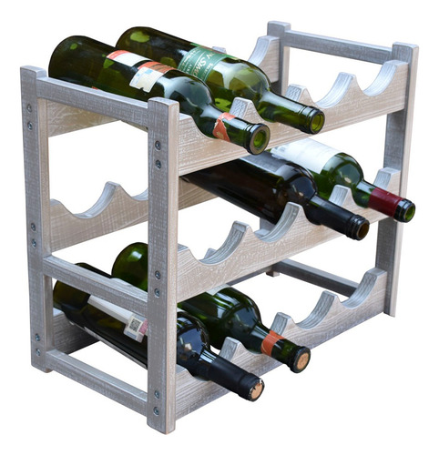 Cava Madera 12 Botellas Hogare Elegante Y Moderna Gris Vintage
