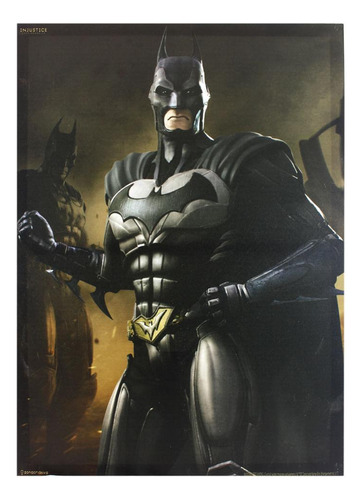 Quadro Batman Injustice Em Madeira E Tecido 70x50cm