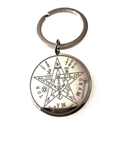 Imagen 1 de 3 de Llavero Tetragrammaton Acero Inoxidable  Amuleto Pentagrama