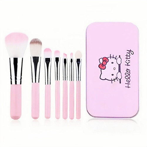 Set De Brochas Hello Kitty Con Estuche Metalico 7 Pzas