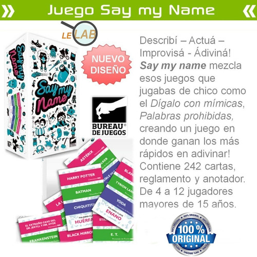 Imagen 3 de 5 de Juego de cartas Say my name Buró