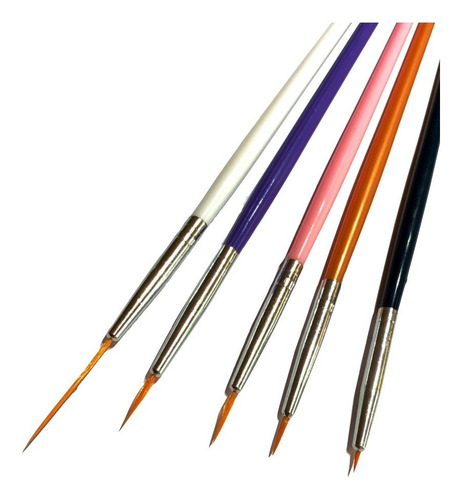 Imagen 3 de 10 de Pack Pincel Liner X 5 Unidades Decoración Uñas Nail Art