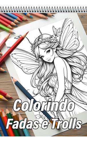 2 Cadernos Com 50 Desenhos Para Colorir Fadas + Fadas E Trolls - Tamanho A4 (21x29,7cm) #k11