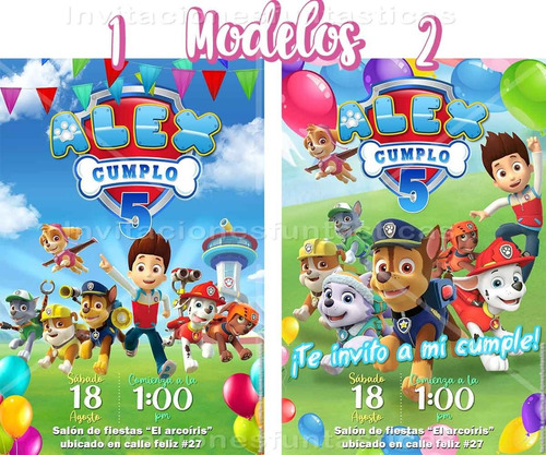 Invitación Marshall Paw Patrol Patrulla De Cachorros Fiesta