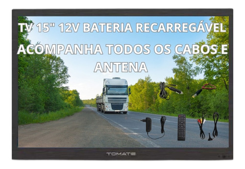 Tv Portátil Digital 15.4  12v Caminhão Carro Van Pronta Ent.