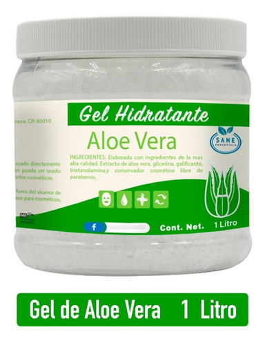 Gel De Extracto De Áloe Vera Hidratante (1 Kilo/litro) Sane Tipo de piel Todo tipo de piel