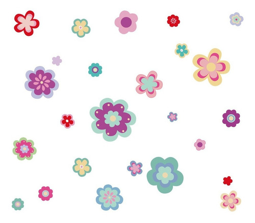 Imagen 2 de 5 de Vinilos Decorativos Infantil Flores Colores Niñas