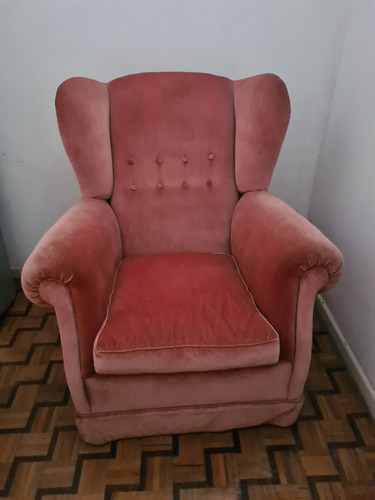 Sillon Chesterfield Berger Un Cuerpo De Pana De 1 Calidad Rosa Oscuro Liso (Usado)