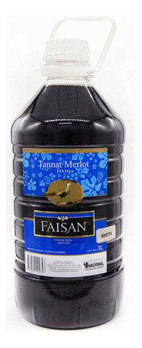 Vino Faisan 3 Litros (lts) Bidón Tannat Merlot Suchina S.a