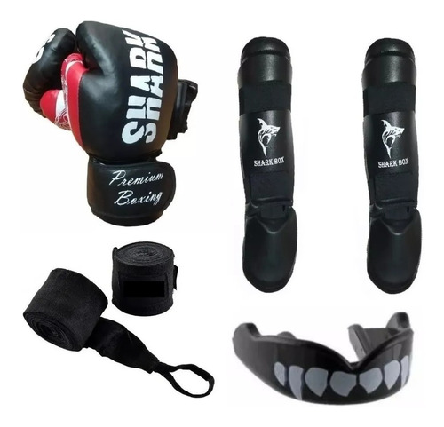 Kit Kick Boxing,mma, Guante Profesionales+tibial+venda+bucal