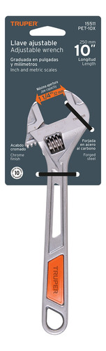 Llave Perico Ajustable 10´ Acero Mango Pvc Profesional 15511