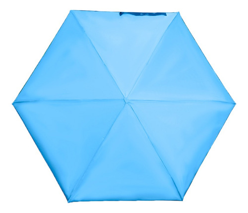 Sombrilla Plegable Paraguas Automático De Bolsillo 6varillas Color Azul Diseño De La Tela Liso