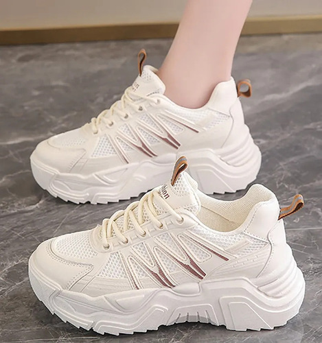Zapatillas Casuales Con Plataforma Elástica Para Mujer