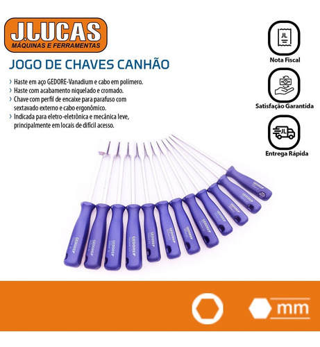 Imagem 2 de 3 de Jogo Chave Canhão 3 A 14 Mm C/ 12 Pecas 33-12m Gedore 027350
