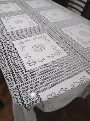 Mantel Calado Encaje Rectangular Usado 2 M X 1,60 M Blanco Calado (Usado)