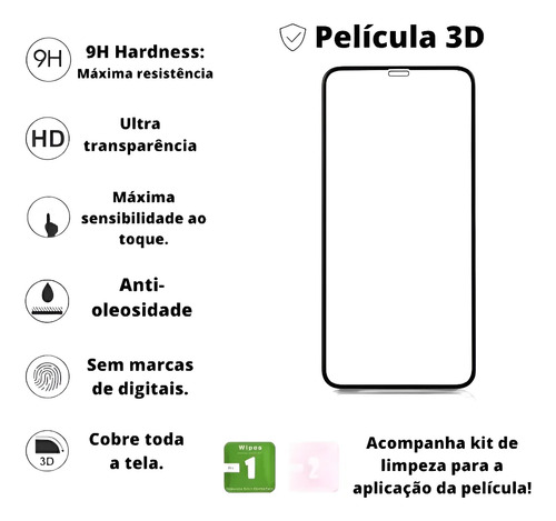 Kit 3 Pelicula 3d P/iphone Xs 11 1213 14 15 16 Promax/todos Transparente