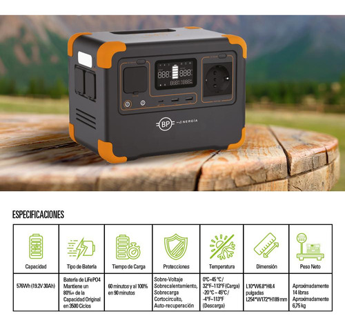 Estación De Energía Recargable 600w-576wh | Bp Energía