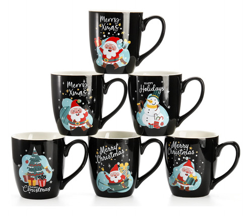 Hiceeden Juego De 6 Tazas De Cafe De Navidad, Tazas De Ceram