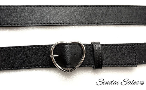 Cinto Feminino De Corino Fivela De Coração Cor Preto Tamanho P