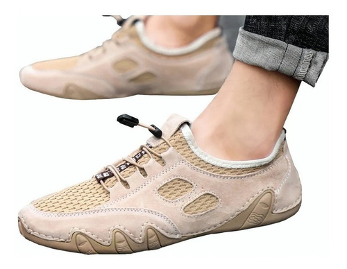 Hombre Hecho A Mano Cuero Casual Transpirable Luz Zapatillas