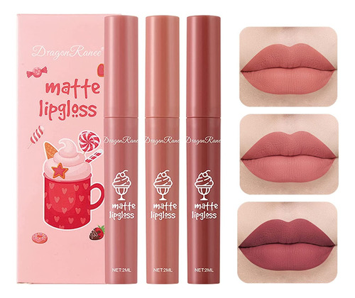 Juego De 3 Lapices Labiales Mate Nude, Lapiz Labial Color Nu