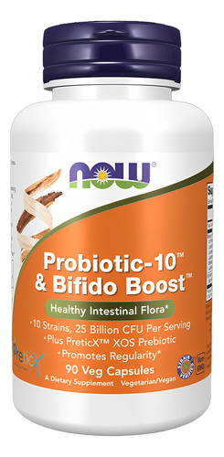 Probiótico 10 25 Bi + Bifido Boost 90cap Now Foods Sabor N/a