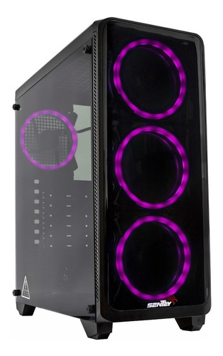 Gabinete Pc Gamer Sentey K20 Lite 4 Led Rgb Vidrio Mexx 1