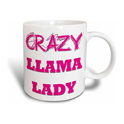 Taza De Cerámica Crazy Llama Lady, 15 Oz, Color Blanco