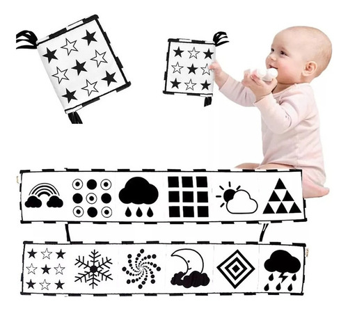 Libro Montessori De Tela Suave En Blanco Y Negro Para Bebés